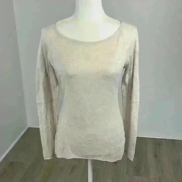 Belldini Cream Long Sleeve Top with Mesh Back Size S - Picture 1 of 11